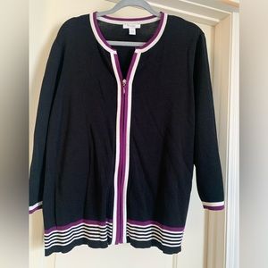 Ladies Cardigan Sweater Zipper Black Dress Barn Plus 18/20